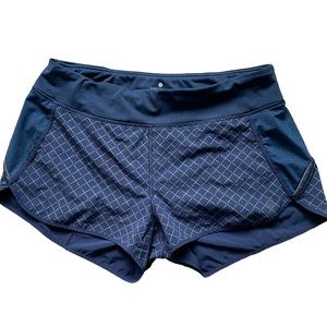 Athleta Reflective Track This Run Shorts, Navy Blue , Size Medium